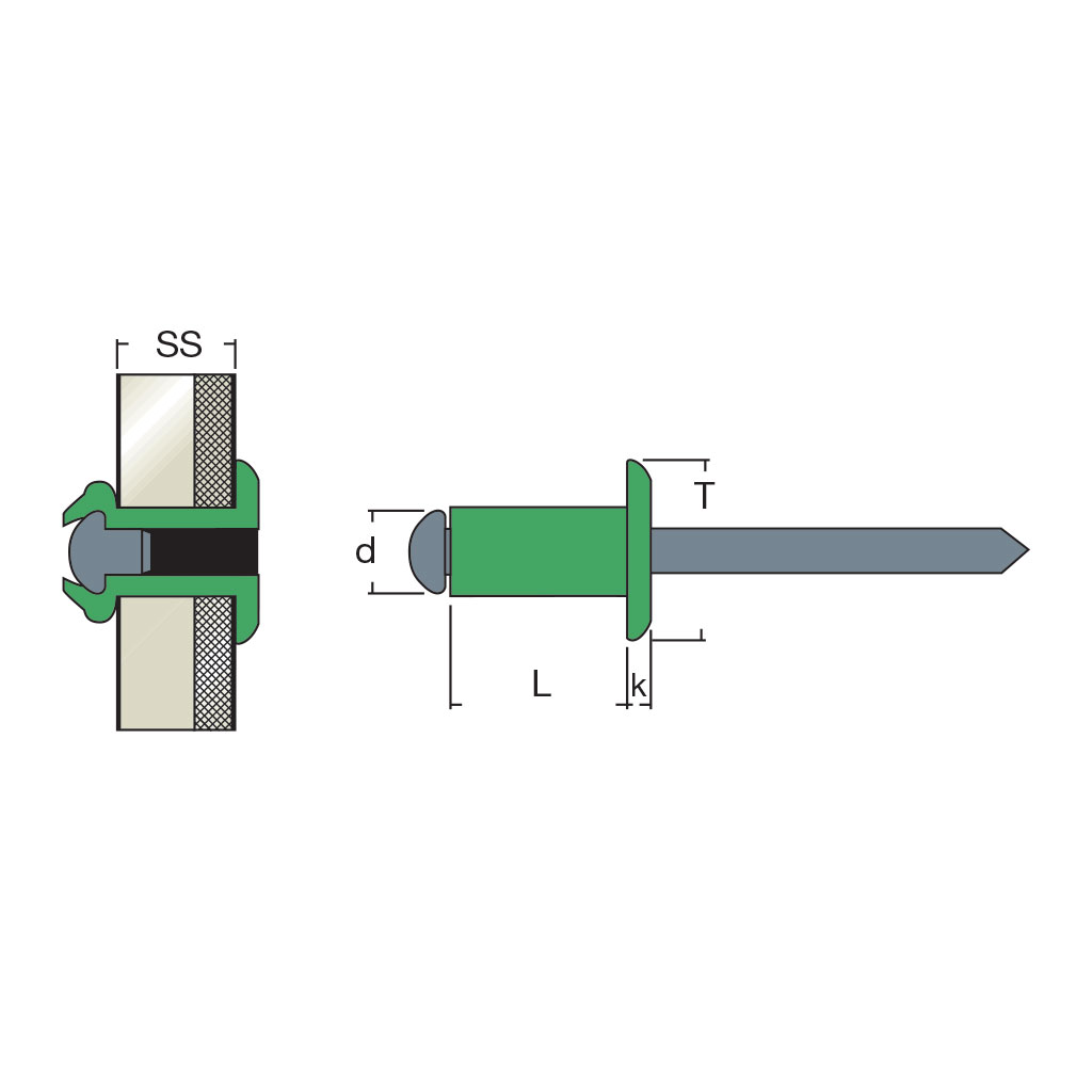 AFT-Blind rivet Alu/Steel DH 2,4x5,0