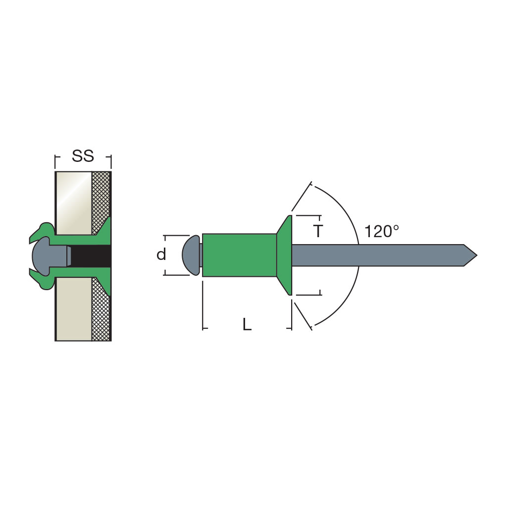 AFS-Rivetto Alluminio/Acciaio TS7,5 4,0x12,0