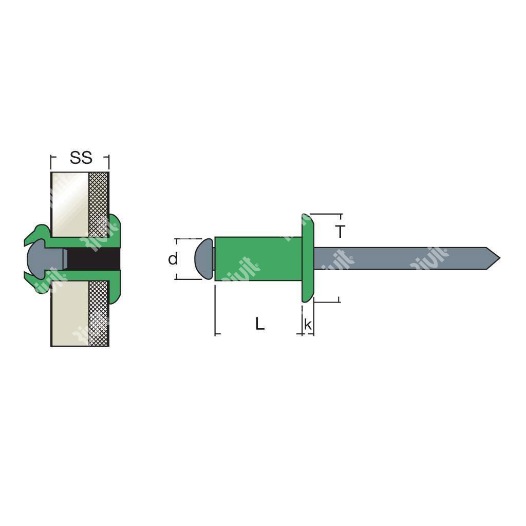 AFT9005-Blind rivet Alu RAL9005/Steel DH 4,0x14,0