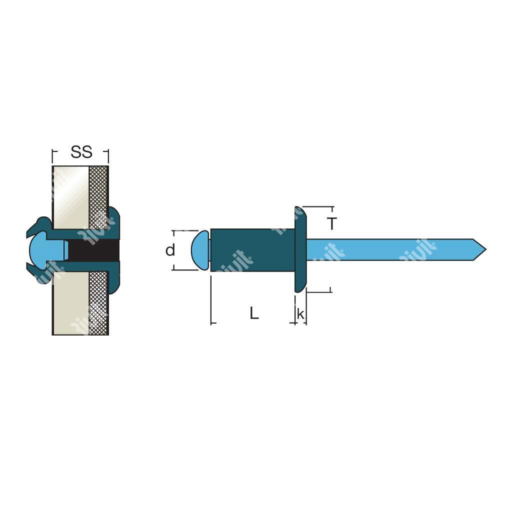 XIT-BOXRIV-Riv.CuproNik/Inox AISI304 TT (100pz) 3,2x9,0