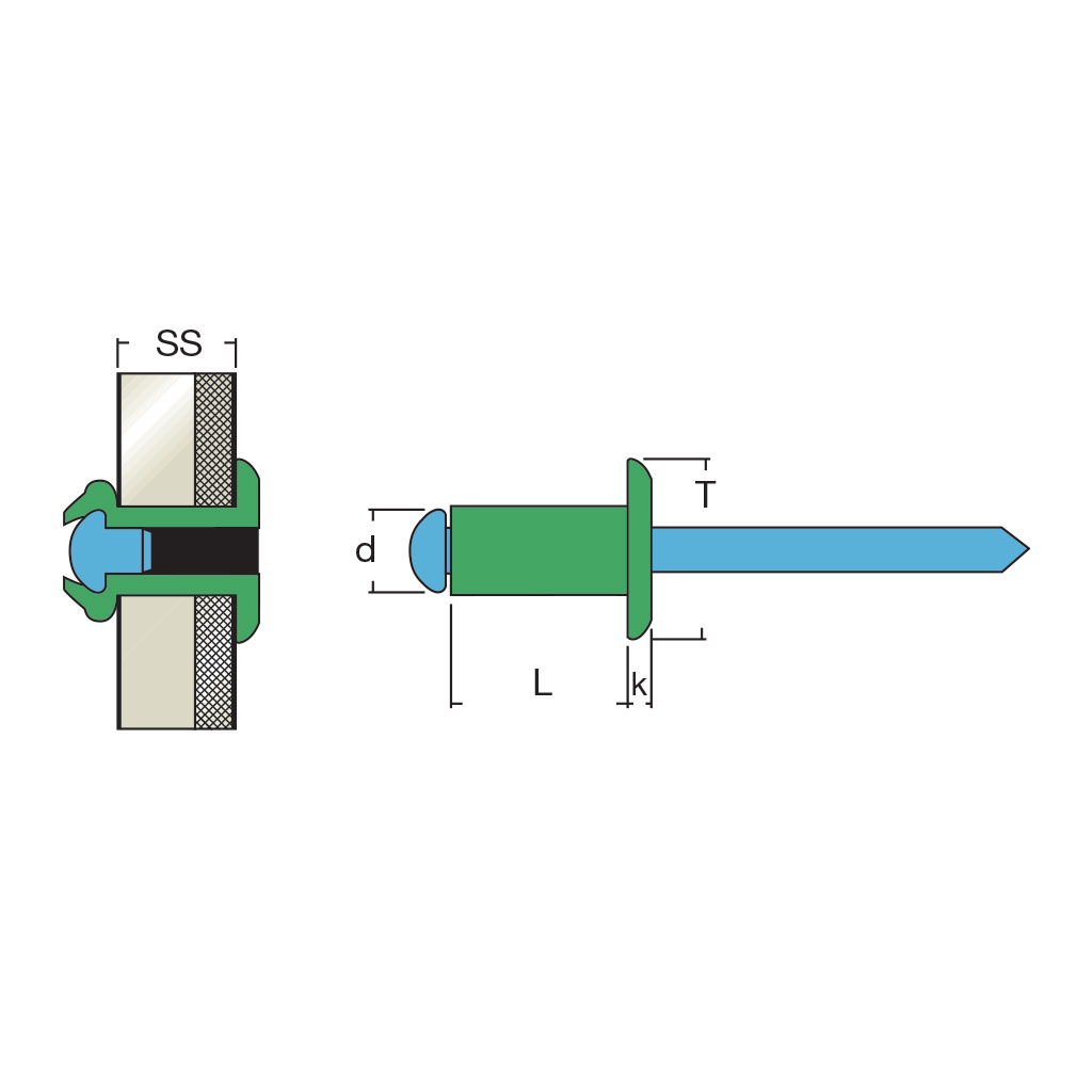 AIT-Blind rivet Alu/Stainless steel 304 DH 4,0x12,0