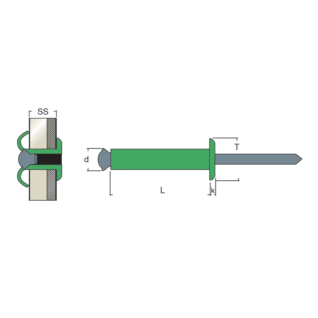 FIORIV-Blind rivet Alu/Steel h.4,25 DH 4,0x20,0