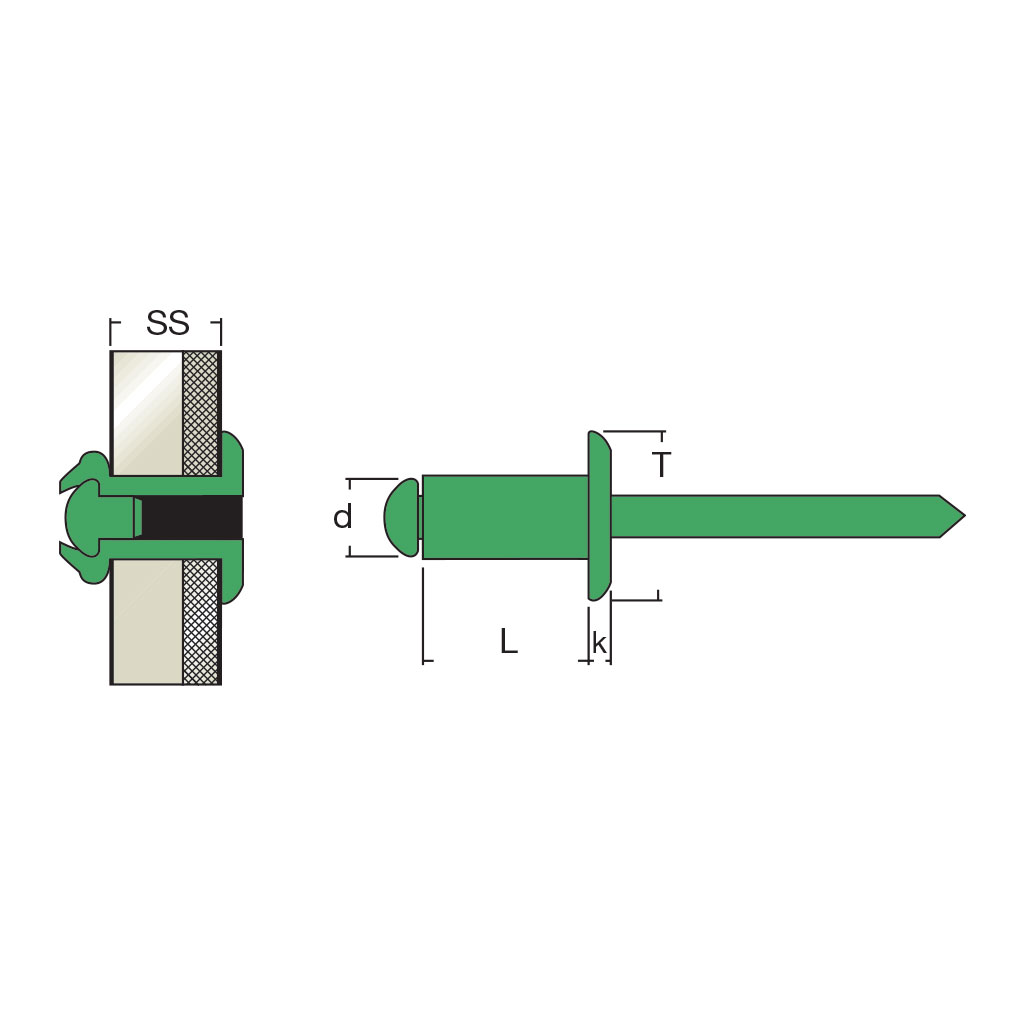 AAT-Blind rivet Aluminium/Aluminium DH 3,2x10,0