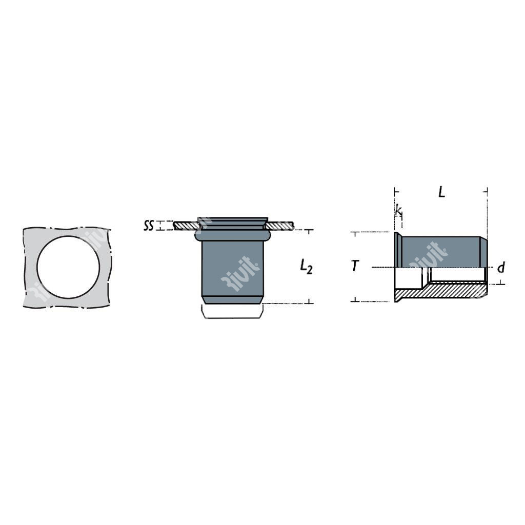 FRC-Rivsert Steel h.13,0 gr3,0-6,0 RH M10/060