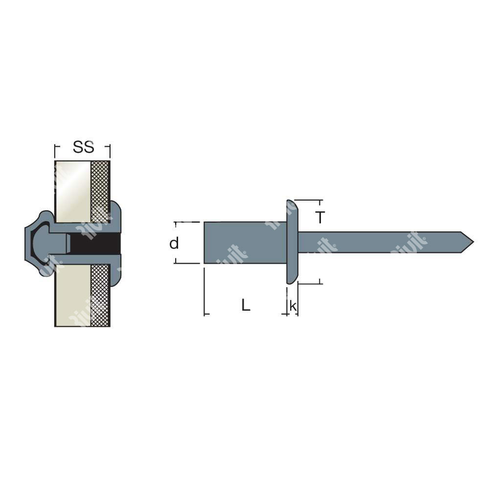 SFFT-Rivetto Stagno Acciaio/Acciaio TT 4,0x10,0