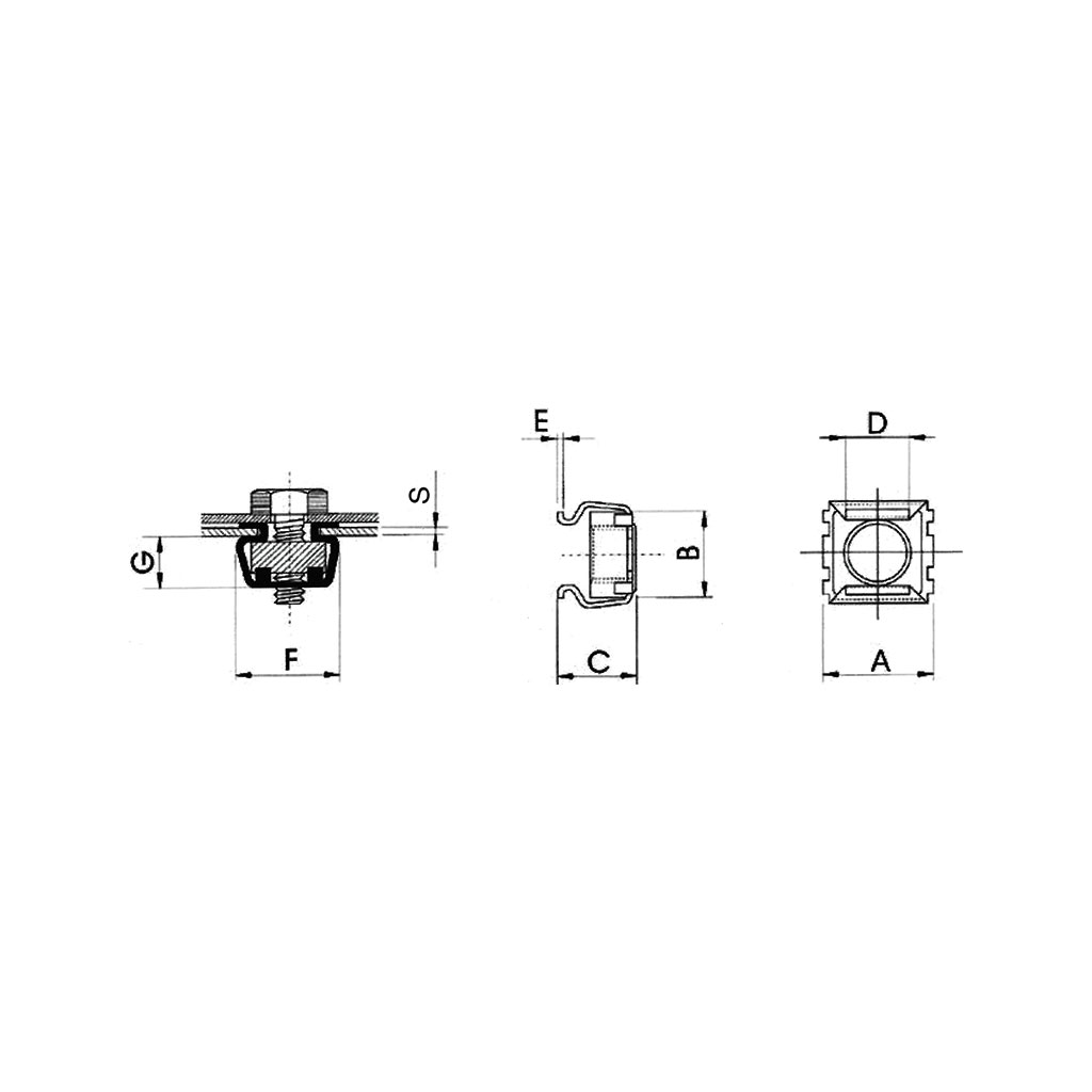 Nut ST Cage ST gr 3,3-4,7 h.14,0x14,0(1412C) M12