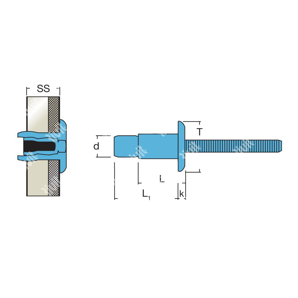 MAGNARIV-Rivetto Inox AISI304/304 TT ss2,0-9,5 6,4x14,0