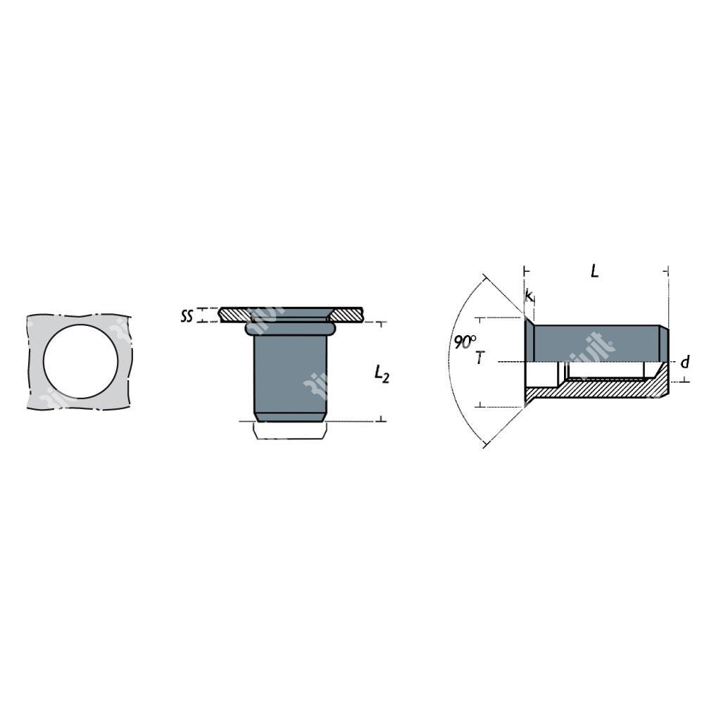 SFSC-Close end Rivsert Steel h.11,0 gr4,0-6,5 CSKH M8/065