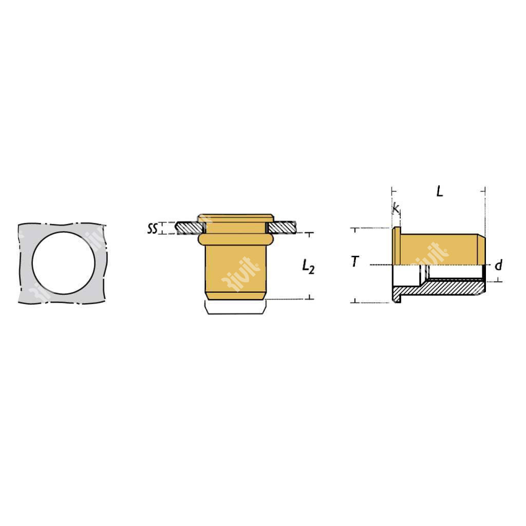 OTC-Rivsert Brass h.11,0 gr1,0-3,5 DH M8/035