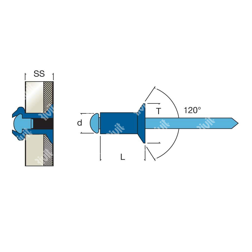 MIS-Rivetto Monel/Inox AISI304 TS 4,0x10,5