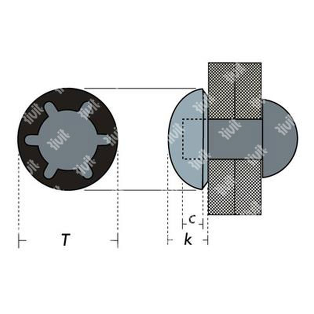 RFCA-Crownlok washer dome capped steel C70 d.5,0