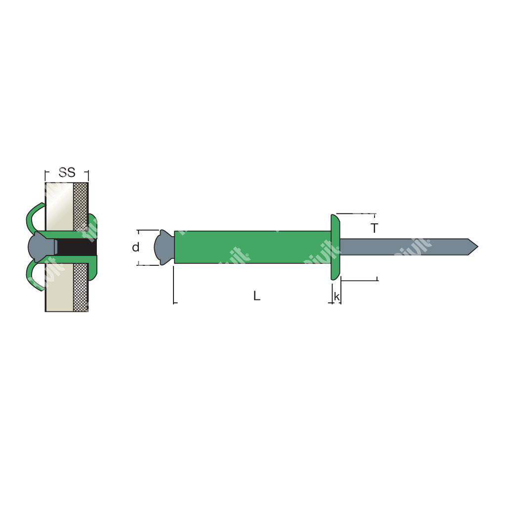 FIORIV-PLUS-Blind rivet Alu/Steel h.5,25 DH 5,0x120,0