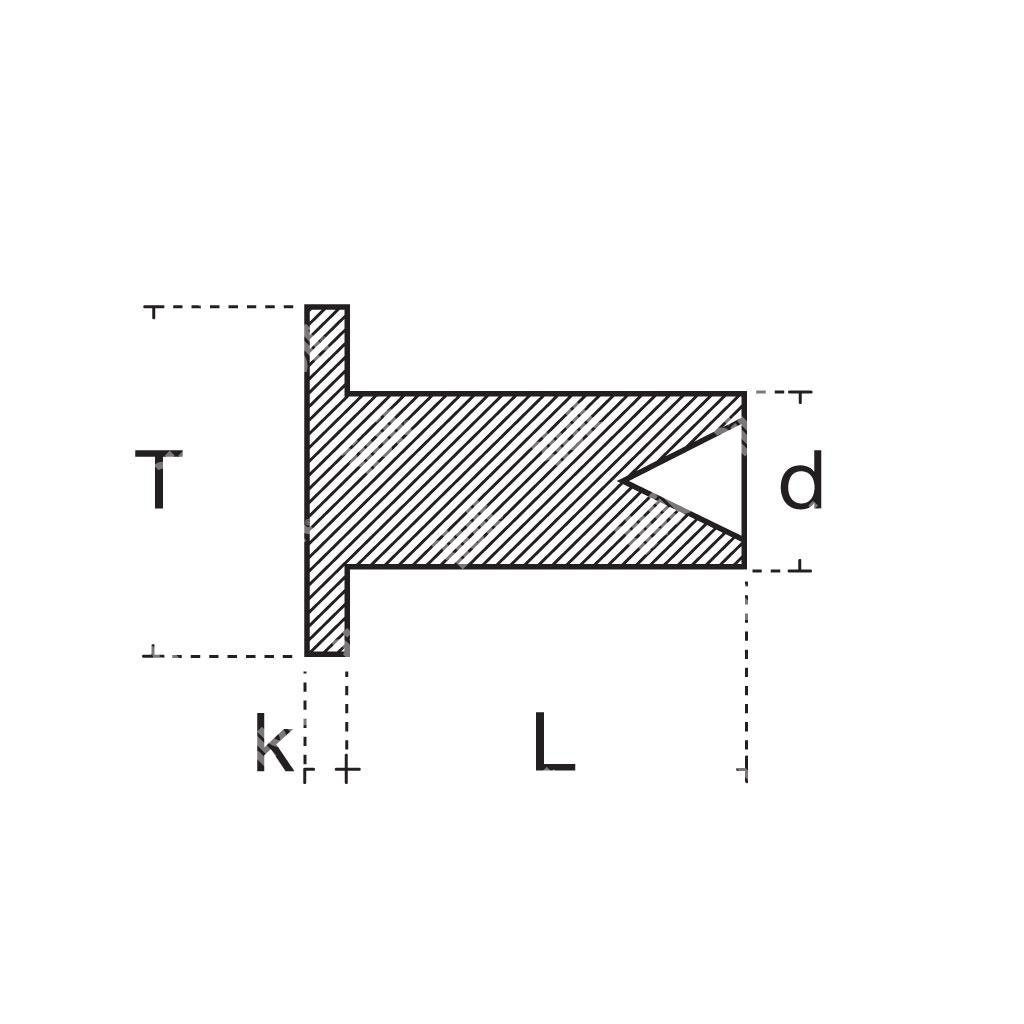 Ribattino ALL TPC 12,0x1,0 f.conico SEMIFORATO 6,0x12