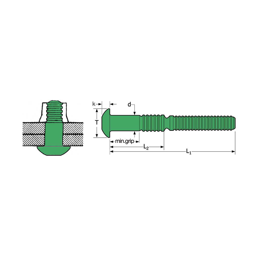 RIVLOCK-Bullone a strappo ALL TT ss 25,4-31,8 RLAT 12-18 d10