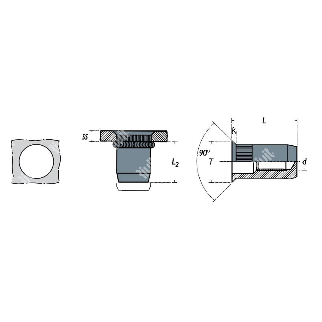 SFSC-Z-Close end Rivsert Steel h.13,0 gr1,5-5,0 kn urled CSKH M10/050