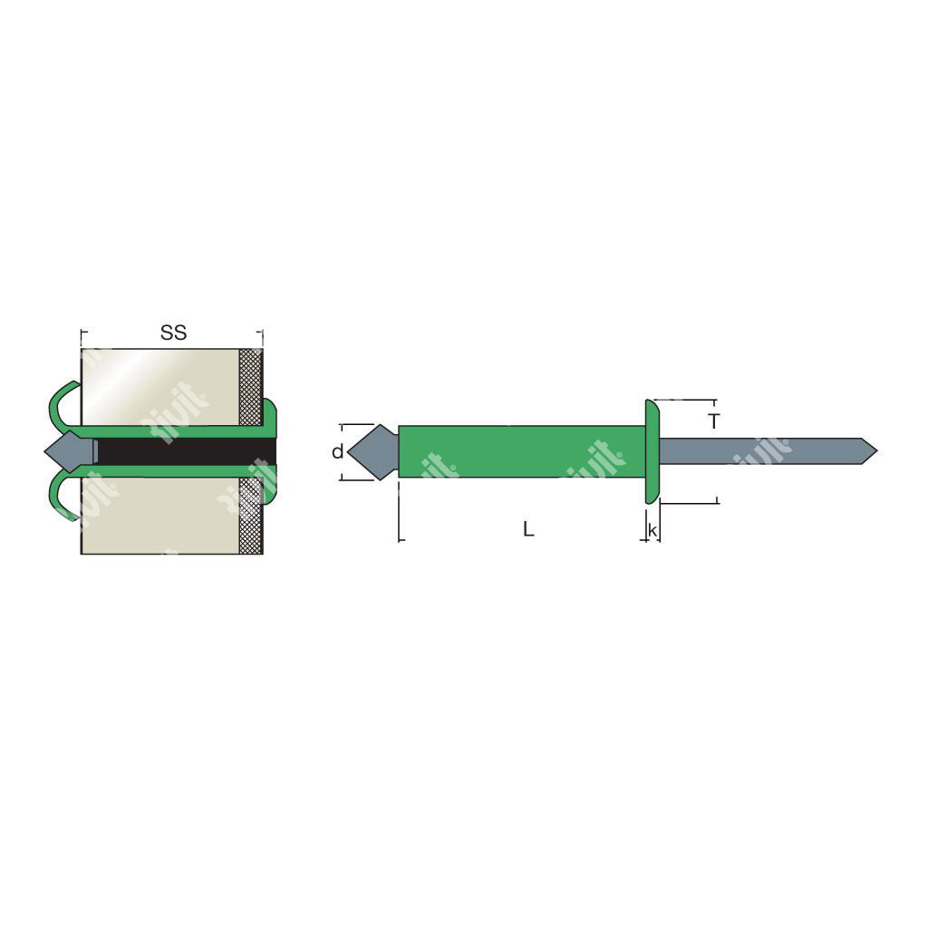 FIORIVPANEL-Alu/Acier rivet TP sandwich panneaux t 6,4x76,0