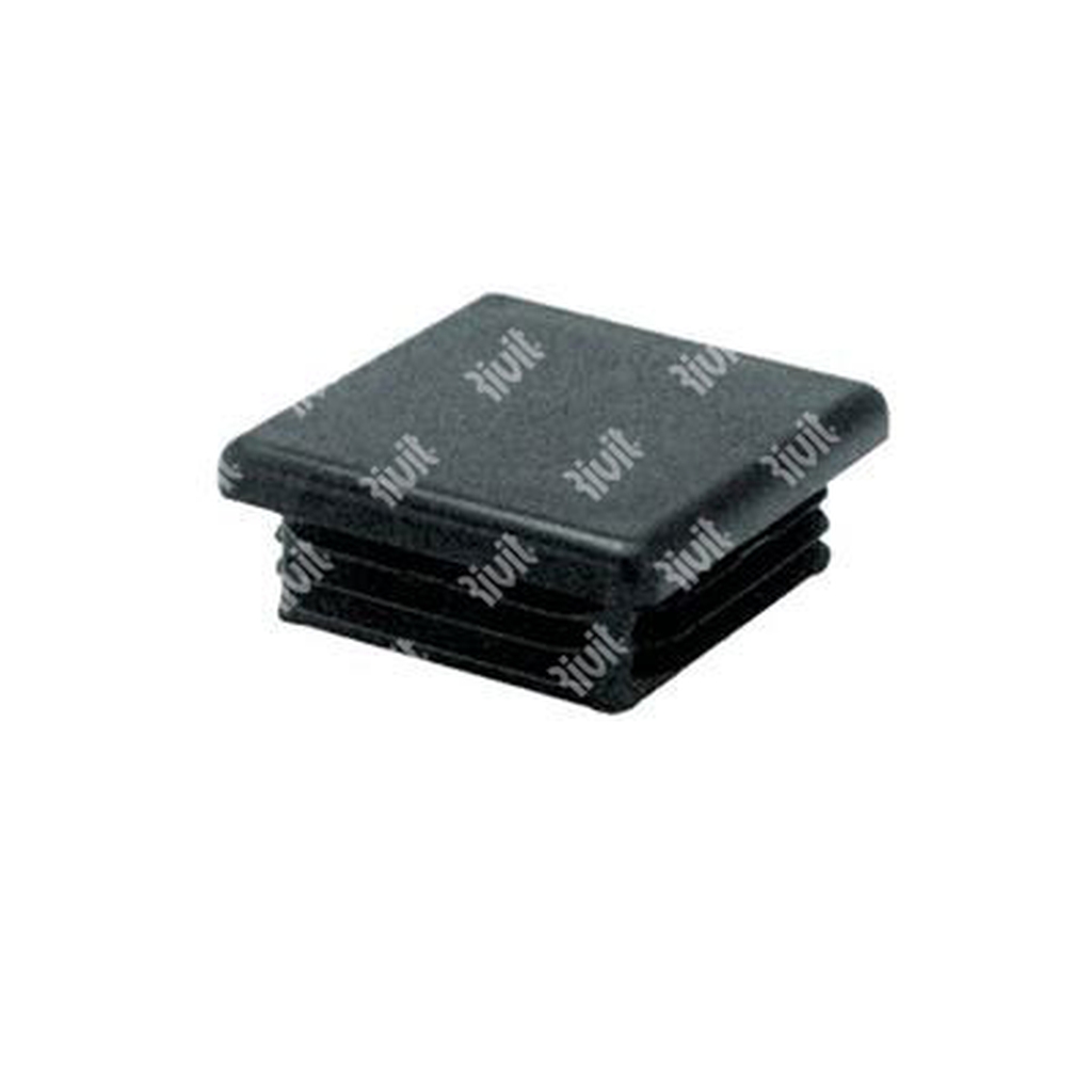 Bouchon avec ailettes carré HDPE noir-a/écrous M8 20x20- Ins. M8