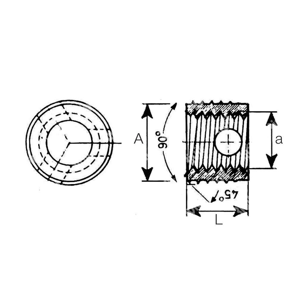 RSCF-X-Self tapping socket ST ST 1.4305 M8x1,25x9 0318C