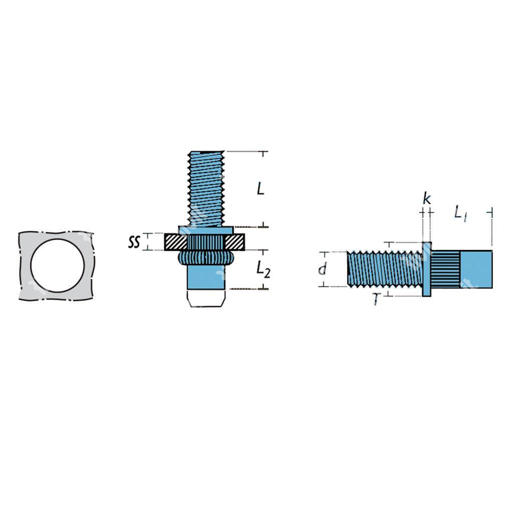 RIVBOLT-BITCZA2 Ins.Maschio Tondo Inox ss0,5-3,0 Zigr. M6x15