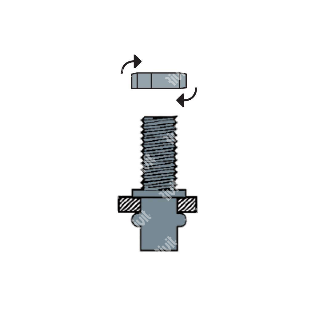 RIVBOLT-BFTEP Fe Ins.Maschio Es.f.10,9 ss.0.5-3,0 Semiesagonale M8x20