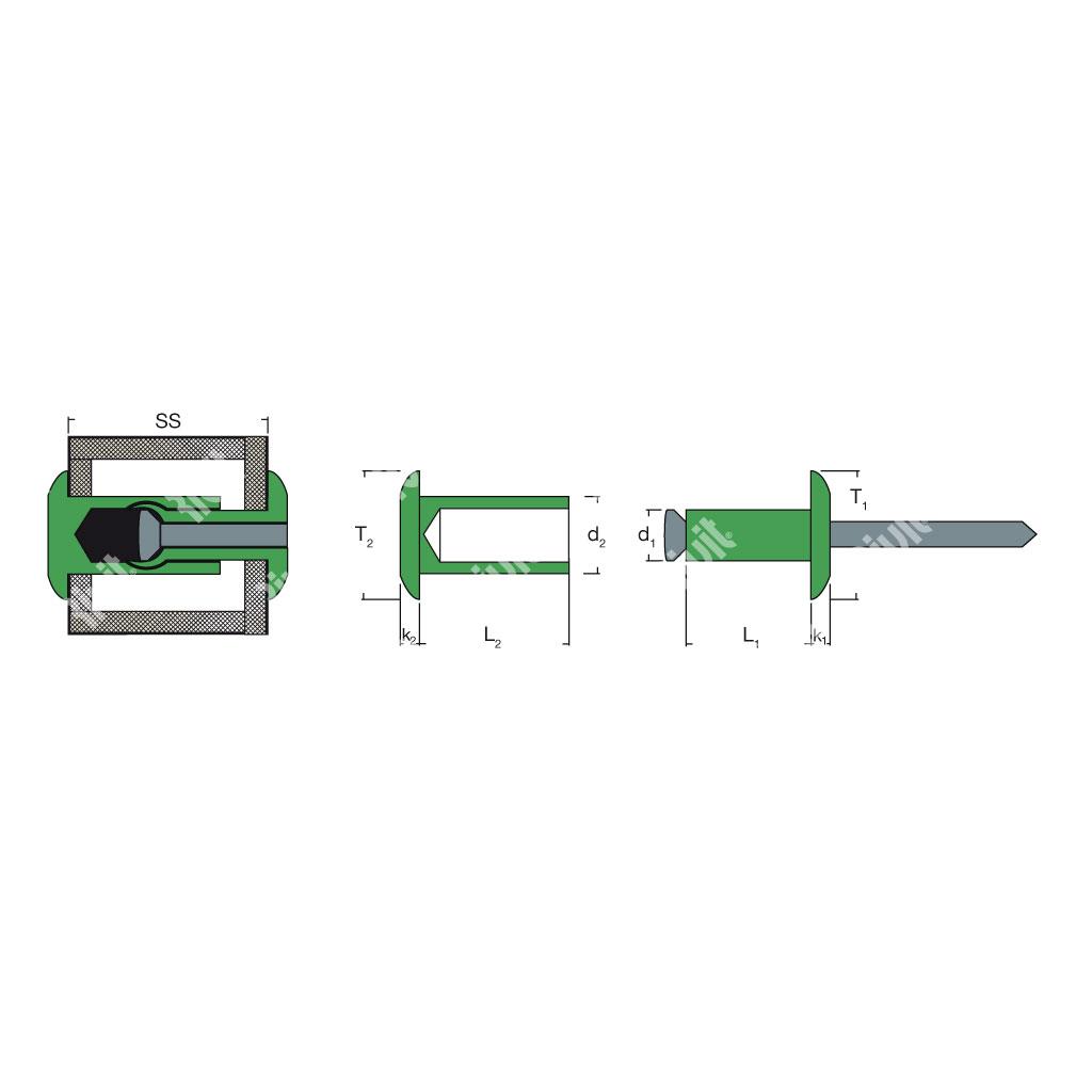 CANRIV-Connecting rivet Aluminium/steel zp gr. 15,88-19,05mm 4,8x14,0