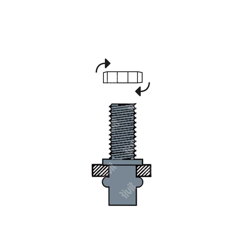 RIVBOLT-BFTCZ Blind bolt steel zp knurled h.9,9 grip 1,0-3,0mm M8x15