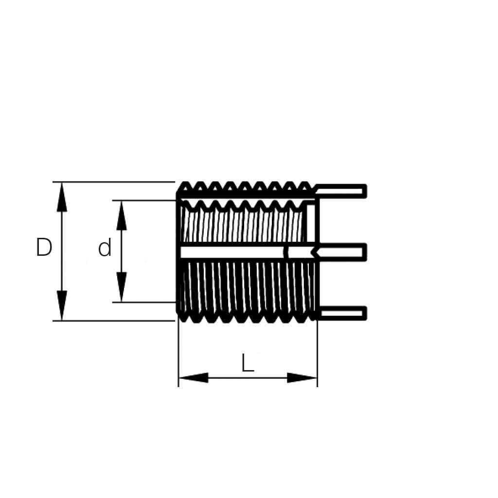 KEIRIV-Ins.metrico pareti sottili INOX AISI303 M5x0,8 d.est.M8x1,25