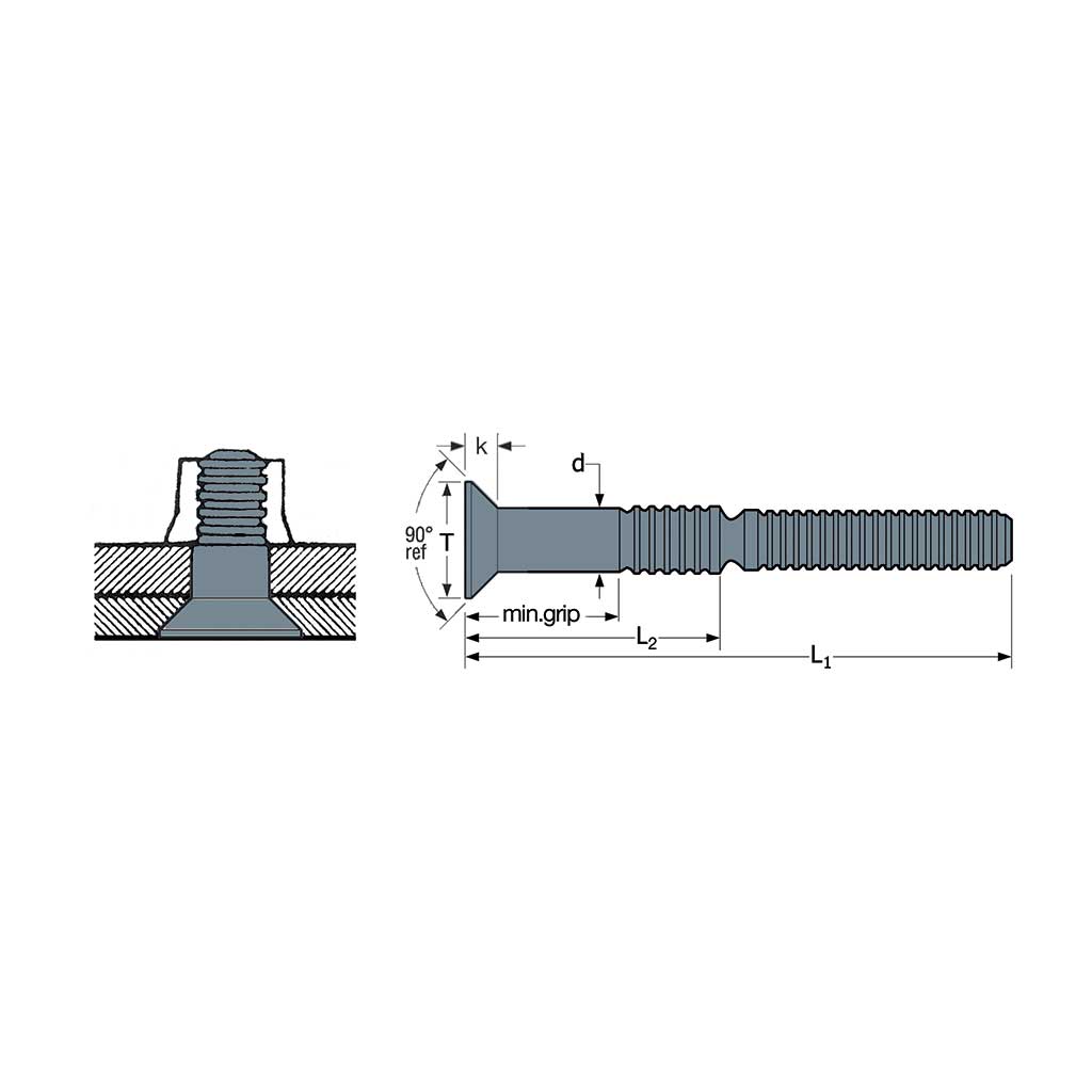 RIVLOCK-Lockbolt Steel d.6,4 gr 11,0-14,0 RLFS 8-8 d6,4