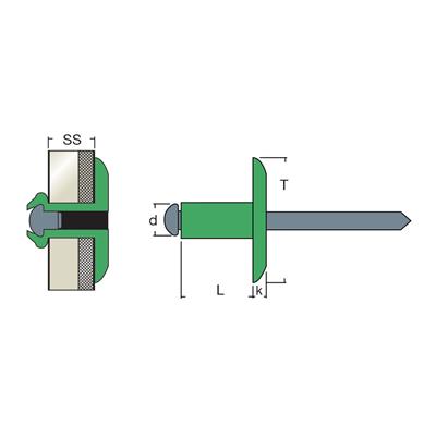 AFL10-Blind rivet Alu/Steel LH10 4,0x10,0 TL10