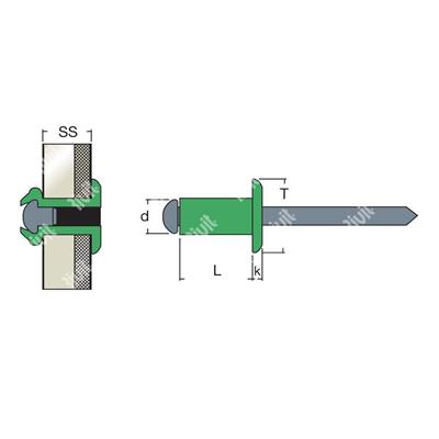 AFT9005-Blind rivet Alu RAL9005/Steel DH 3,4x11,0