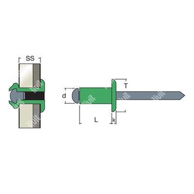 AFT6019-Blind rivet Alu RAL6019/Steel DH 4,8x12,0