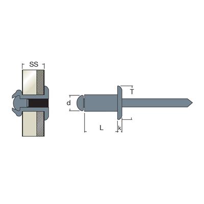 FFT-Blind rivet Steel/Steel DH 6,0x15,0