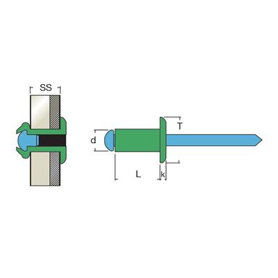 AIT-Blind rivet Alu/Stainless steel 304 DH 4,8x25,0