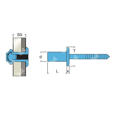 SIIT-Sealed blind rivet Stainless steel 304/420 DH 3,2x9,5