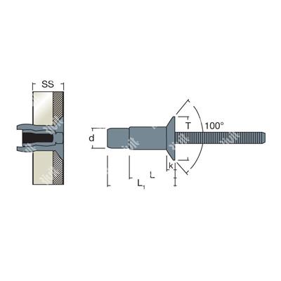 MAGNARIV-Acier/Acier rivet TF 100° ss4,0-12,0 6,4x16,7