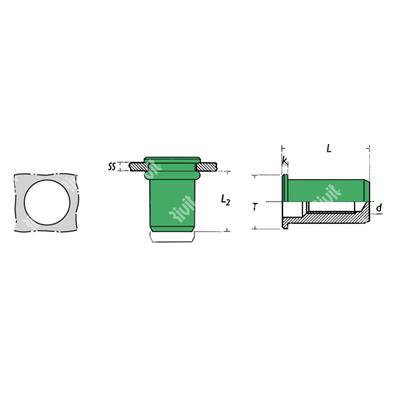 SATC-Close end Rivsert Aluminium h.11,0 gr3,5-6,0 DH M8/060