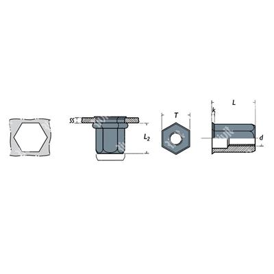 FRE-Rivsert Steel hexagonal 8,97mm h.9,0 gr0,5-3,0 RH M6/030