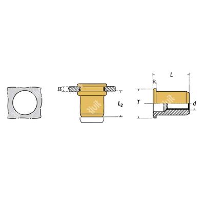 OTC-BOXRIV-Rivsert Brass h.9,0 gr0,5-3,0 DH (25pcs) M6/030