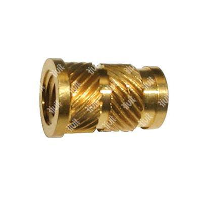 Long brass heating rivet nut with head S20L h.3,99 - de.4,60 - h.5,74 - H 5,56x0,53 M3