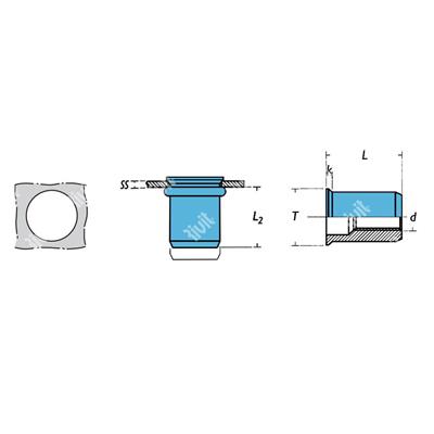 IRCA2-Rivsert Stainless steel A2 h.13,0 gr1,0-3,5 RH M10/035