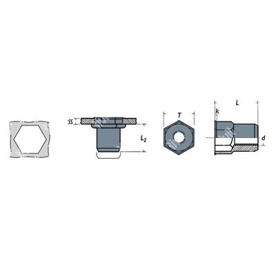 FREP-Rivsert Acier demi hexa 8,8mm t.9,0 es0,5-3,0 M6/030