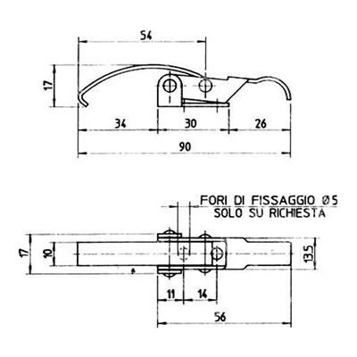 Lever latch  w/clip NICKEL PLTD 2.08.00.01