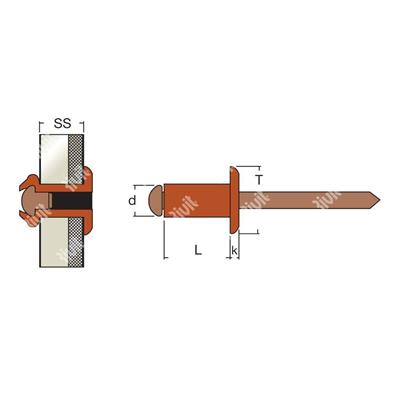 RBT-Blind rivet Copper/Bronze DH 3,2x11,0