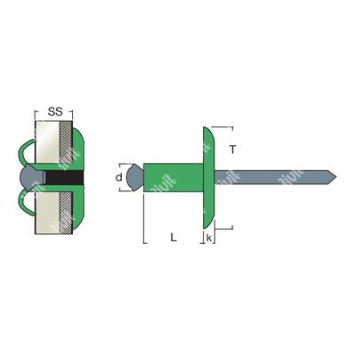 FIORIV16-Blind rivet Alu/Steel h.5,25 LH16 5,0x25,0 TL16