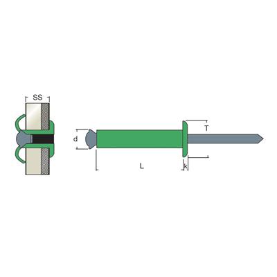 FIORIV-Blind rivet Alu/Steel h.5,25 DH 5,0x30,0