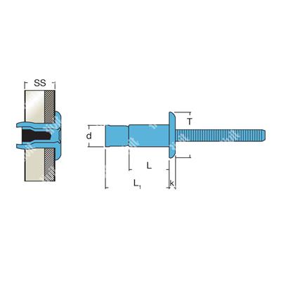 MONRIV-Blind rivet Stainless steel 304/304 gr 2,0- 9,5 DH 6,4x14,0