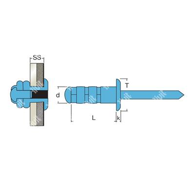 MULTIGRIPRIV-Blind rivet Stainless steel 304/304 gr 6,5-10,0 DH 4,8x15,0