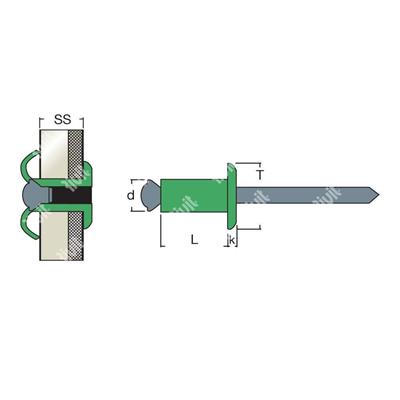 FIORIV8017-Blind rivet Alu RAL8017/Steel h.4,25 DH 4,0x18,0