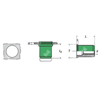 ARC-Rivsert Aluminium h.11,0 gr0,5-3,0 RH M8/030