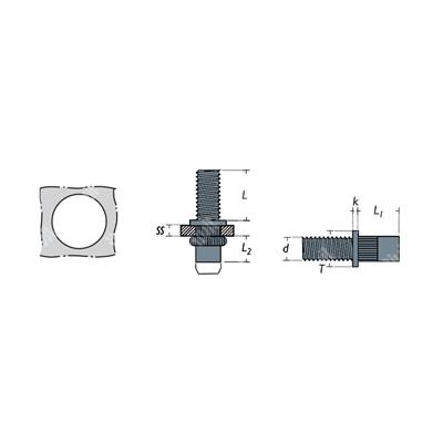 RIVBOLT-BFTCZ Ins FE maschio zigr f.9,9 ss3,0-4,8 ZB M8x15